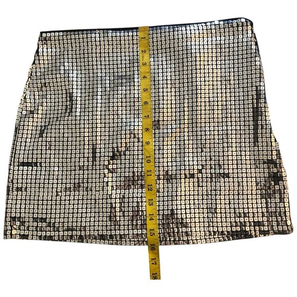 NWT MANGO Sequin Mini Skirt Size Large Black Silver Y2K - Picture 11 of 11